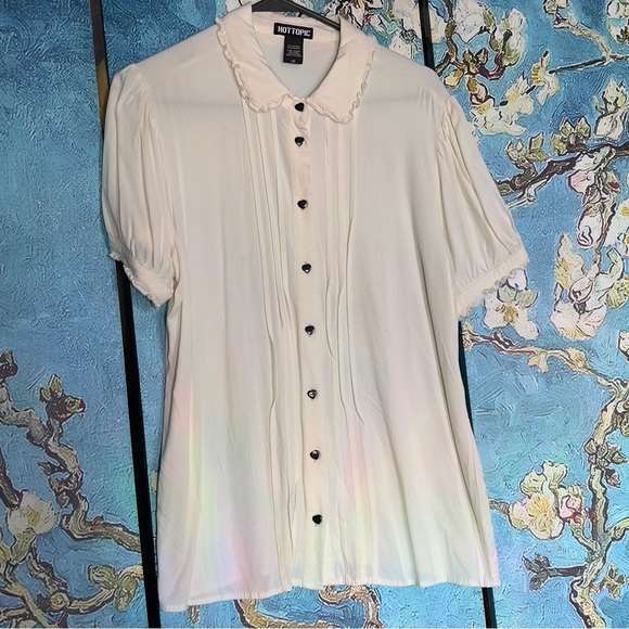Button Up Collared Hot Topic Blouse - Picture 2 of 6